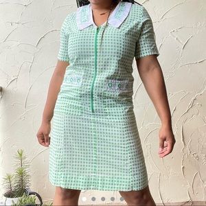 Vintage Bridge Gate green and white checkered dress